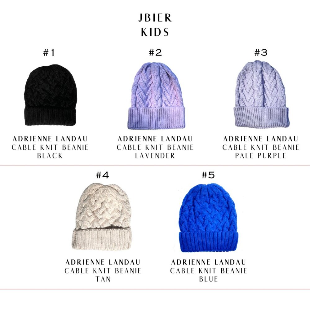 Adrienne Landau Cable Knit Beanie Hat Kids Unisex NWT